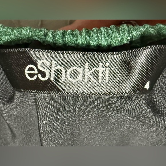Eshakti Dress sz4 Smocked Green LS pockets Cottagecore Prairie Boho - Picture 4 of 9